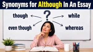 synonyms for although in an essay