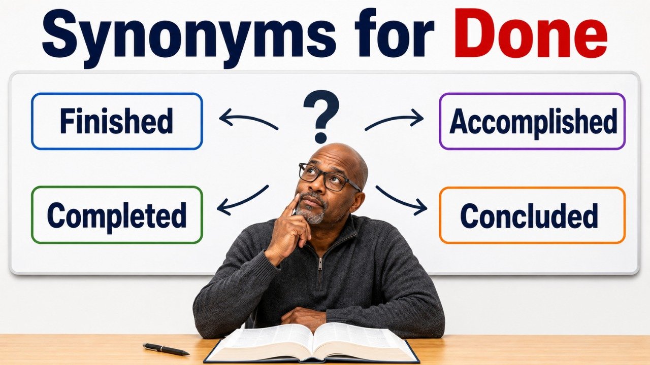 synonyms for done